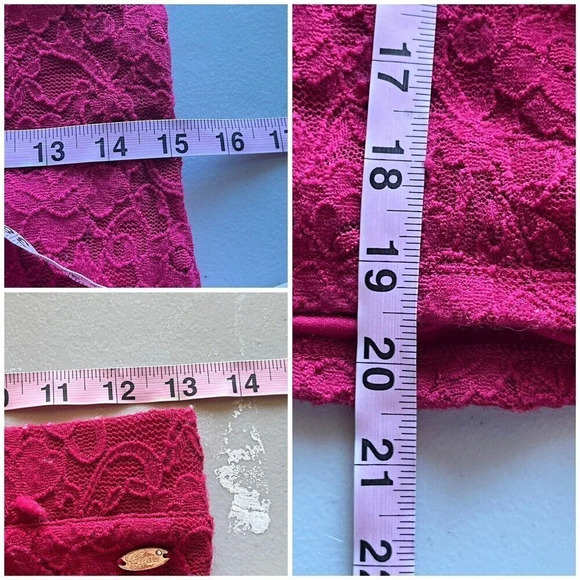 Guess Pink Lace Overlay Pencil Mini Skirt Size S Barbie Retro Vintage Y2k Barbie - Picture 4 of 9